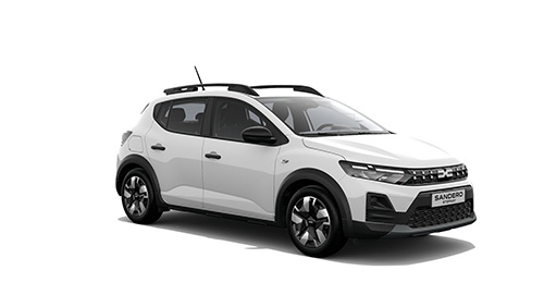 zu sehen ist ein weißer Dacia Sandero Stepway 