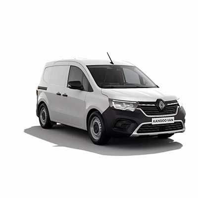 zu sehen ist ein weißer Renault Kangoo von vorne
