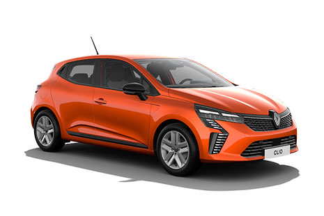 zu sehen ist ein orangefarbener Renault Clio