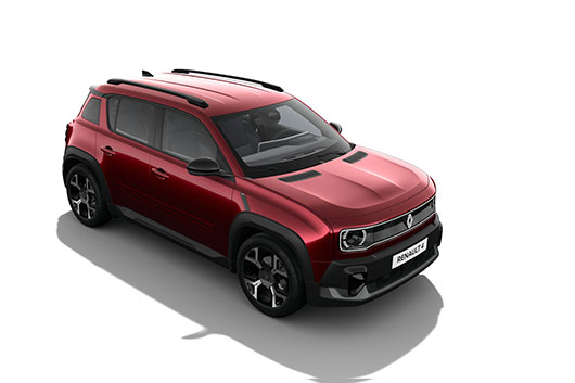 zu sehen ist ein roter Renault R4 Techno 150 PS