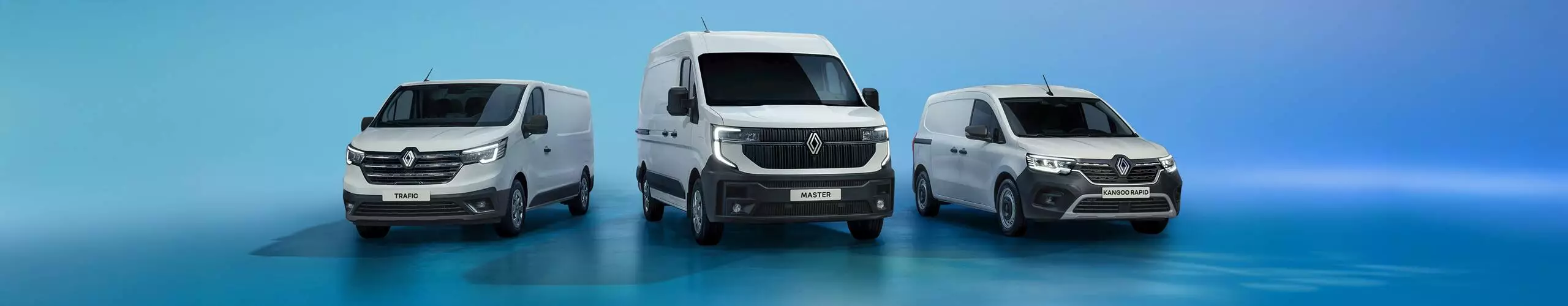 zu sehen sind drei weißer Renault Modelle von vorne